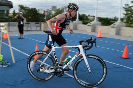 Liam in transition during a Triathlon